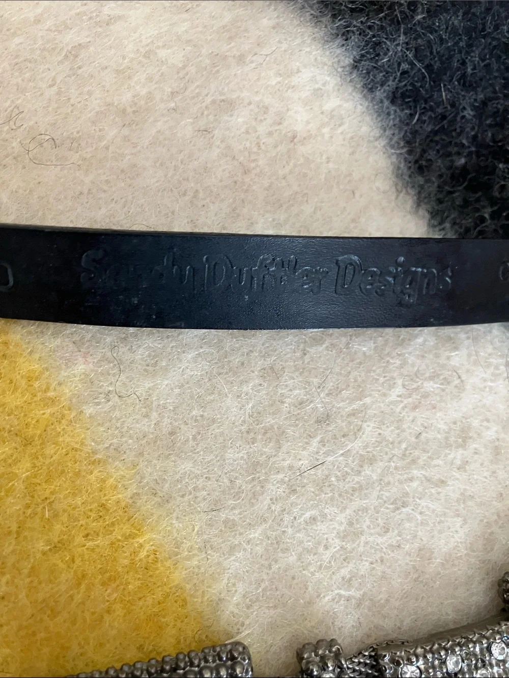Black Leather Women's Belt with Rhinestone Square Hardware